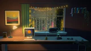 A still of the Lofi Room template in the Tokyo Alley style, with our test cover