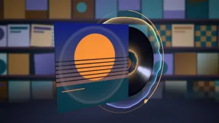 A still of the Vinyl template in the Crate Digger style, with our test cover