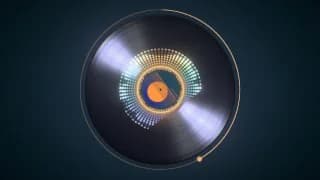 A still of the Vinyl template in the Label Glow style, with our test cover