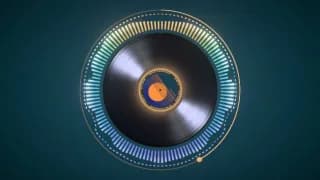 A still of the Vinyl template in the Reel Spin style, with our test cover