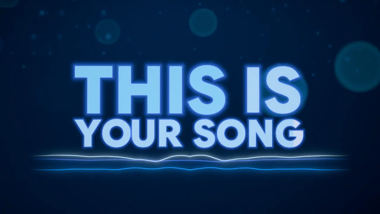 The Lyric Video template: the lines "This is your song" and "Every word lands on the beat" landing word by word on the demo song