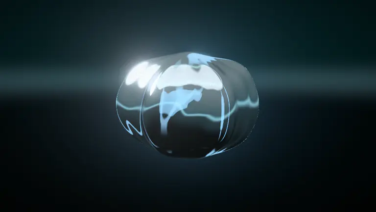 3D Object in the Liquid Chrome style, a real render of the demo song's chorus